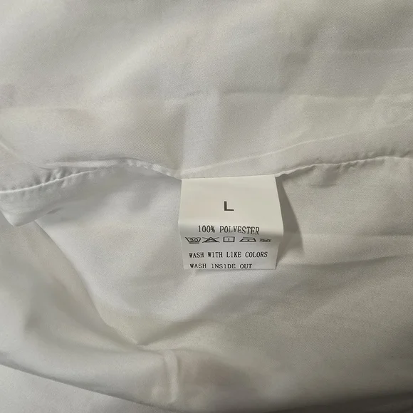 White Pink Floral Button-Up Blouse with Mandarin Collar Size Large - Cottagecore - Picture 10 of 11